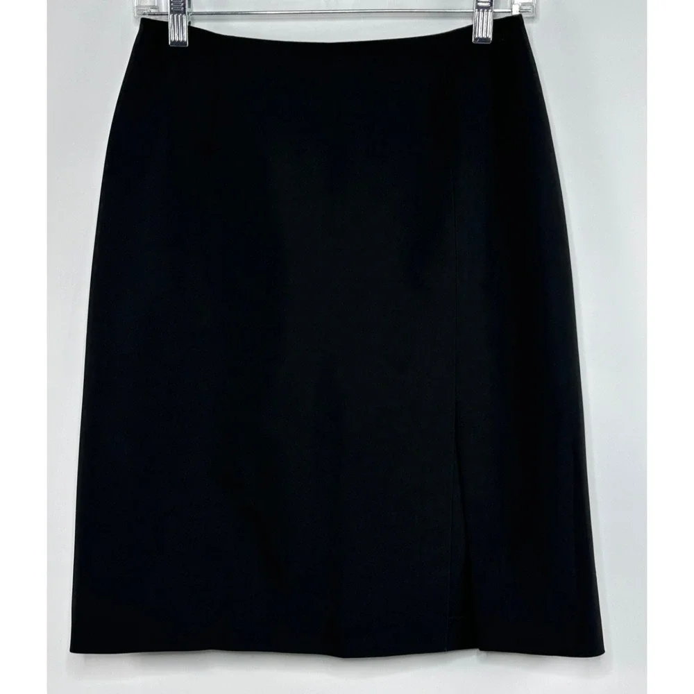 bebe Womens Black Stretch Pencil Skirt Front Slit Made in USA Small 4-6